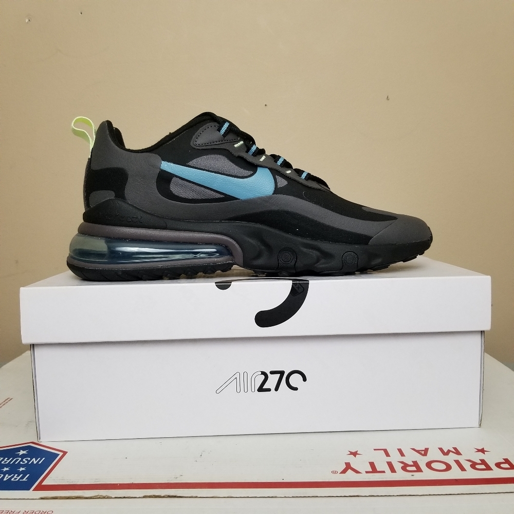 COPY - NEW Nike Air Max 270 React Black Cerulean Thunder Grey Jetstream C13866 …